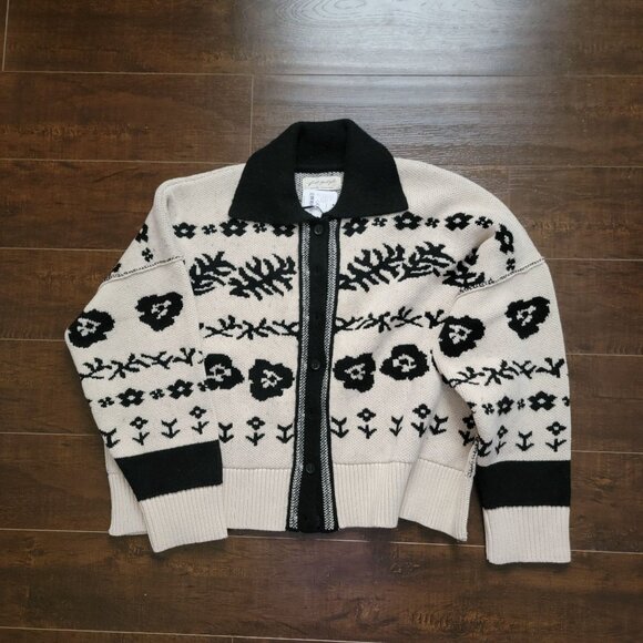 Free People Shelby Cardigan Womens S Boho Cozy Winter Cottagecore Preppy Floral - Picture 3 of 8